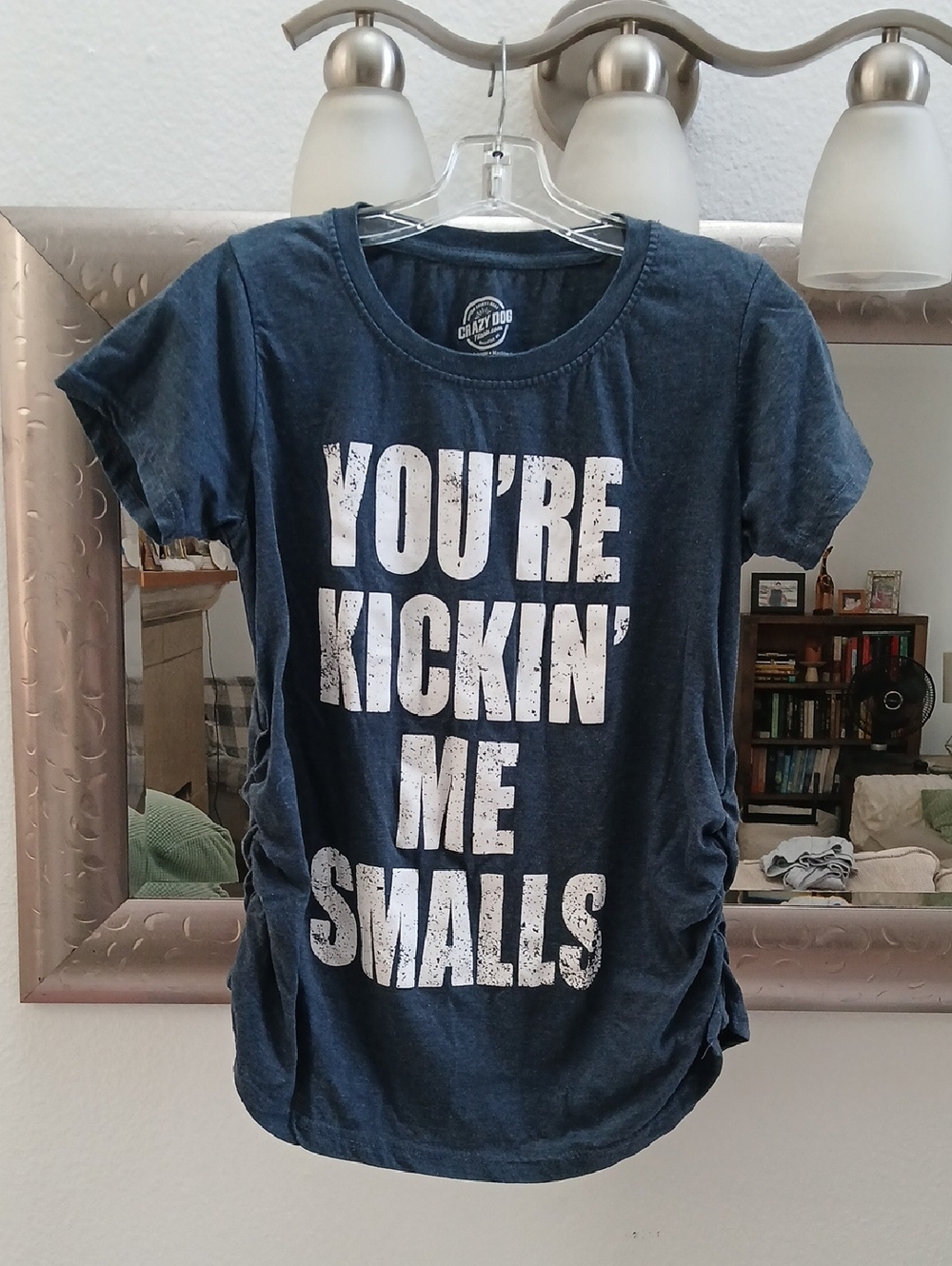 Crazy Dog T-Shirts Navy Blue "You're Kickin' Me Smalls" Short Sleeve Tee
